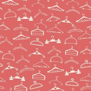 Doodle seamless clothes hangers pattern Stockillustratie