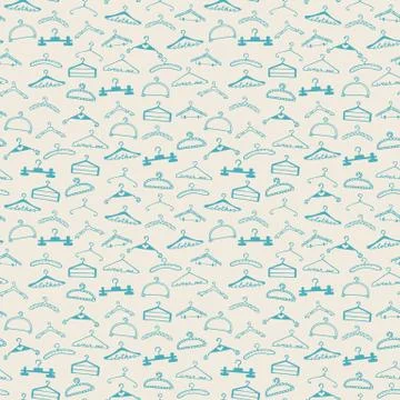 Doodle seamless clothes hangers pattern Stock Illustration