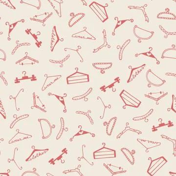Doodle seamless clothes hangers pattern Stockillustratie