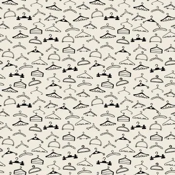 Doodle seamless clothes hangers pattern Stock Illustration