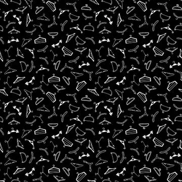 Doodle seamless clothes hangers pattern Stockillustratie