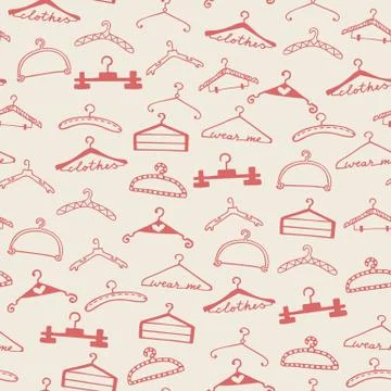 Doodle seamless clothes hangers pattern Stockillustratie