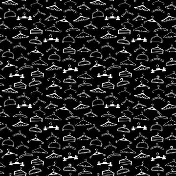 Doodle seamless clothes hangers pattern Stockillustratie