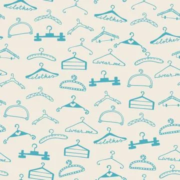 Doodle seamless clothes hangers pattern Stockillustratie