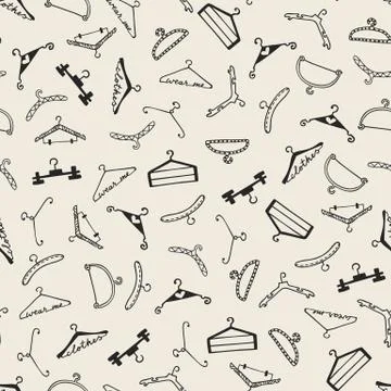 Doodle seamless clothes hangers pattern Illustrazione stock