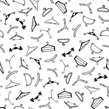 Doodle seamless clothes hangers pattern Stockillustratie