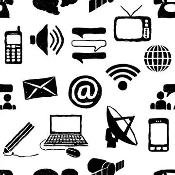 Doodle seamless communication pattern Stock Illustration