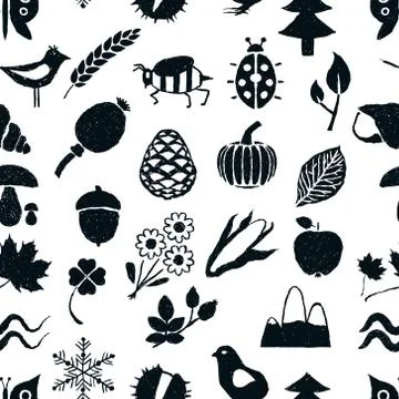 Doodle seamless nature pattern Stock Illustration