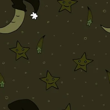 Doodle seamless night pattern background2 Stock Illustration