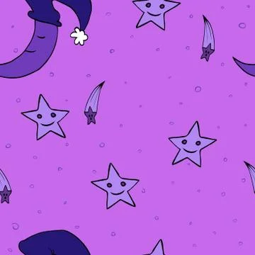 Doodle seamless night pattern background3 Stock Illustration