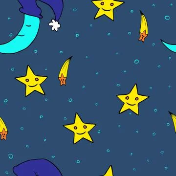 Doodle seamless night pattern background4 Stock Illustration