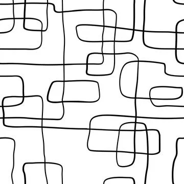 Doodle seamless pattern. Black and white abstract hand-drawn ornament. Stock Illustration