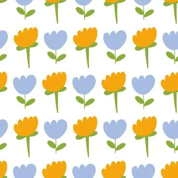 Doodle seamless pattern with colorful flowers. Stock Illustration