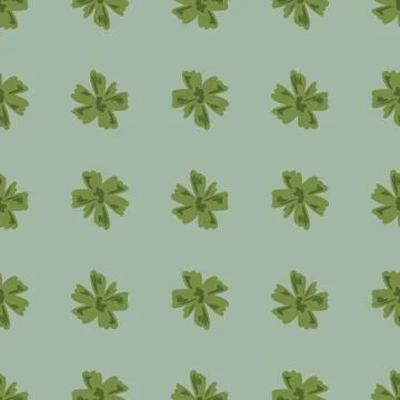 Doodle seamless pattern with decorative hand drawn flowers bud ornament. Gree Illustrazione stock