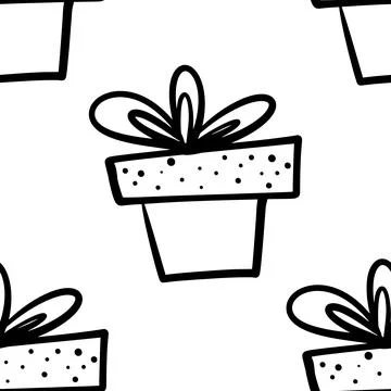 Doodle seamless pattern different Christmas, birthday gifts. Stock Illustration