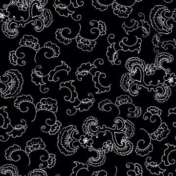 Doodle seamless pattern. Floral lined ornament. Wallpaper, textile, wrapping Stock Illustration