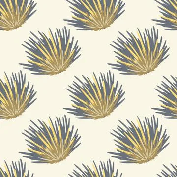 Doodle seamless pattern with hand drawn brushes elements. Beige and orange co イラスト素材