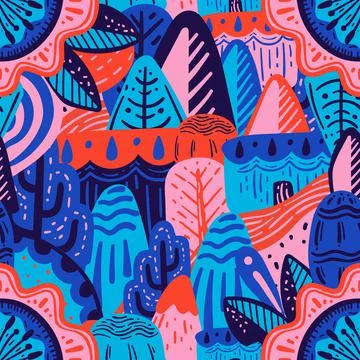 Doodle Seamless Pattern Stock Illustration