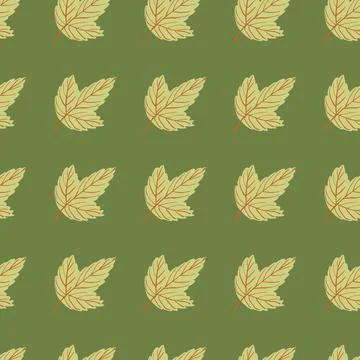 Doodle seamless pattern with leaf silhouettes. Green palette floral artwork.  Stock Illustration