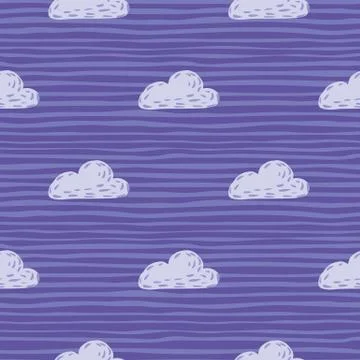 Doodle seamless pattern with light tones clouds silhouettes. Weather print wi イラスト素材