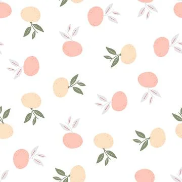 Doodle seamless pattern with little cute pink mandarin elements shapes. White Illustrazione stock