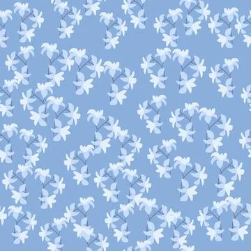 Doodle seamless pattern with little hawaii flower shapes print. Blue backgrou Stock-Illustration