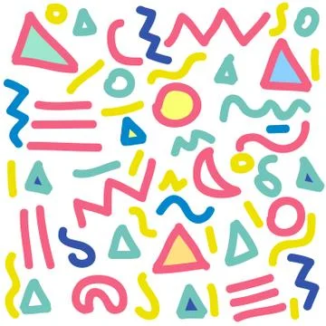 Doodle seamless pattern in memphis style Stock Illustration