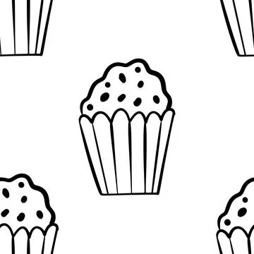 Doodle seamless pattern with muffin Stock Illustration