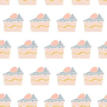 Doodle seamless pattern with  pastel cakes. Stock Illustration