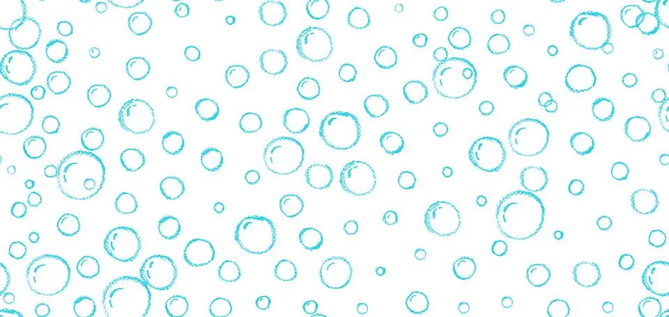 Doodle seamless pattern of soap drawn by chalk or pastel crayon. Charcoal water イラスト素材