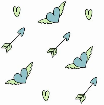 Doodle seamless pattern for Valentine s day. Vector colorful illustration for Stock Illustration