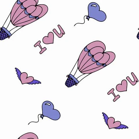Doodle seamless pattern for Valentine s day. Vector colorful illustration for Stock Illustration