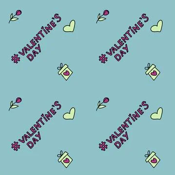 Doodle seamless pattern for Valentine s day. Vector colorful illustration for Stock Illustration