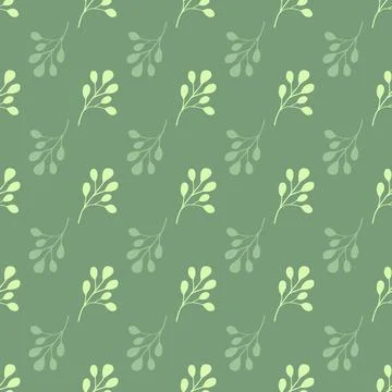 Doodle seamless pattern with vintage simple eucalyptus leaf elements. Pastel  Illustrazione stock