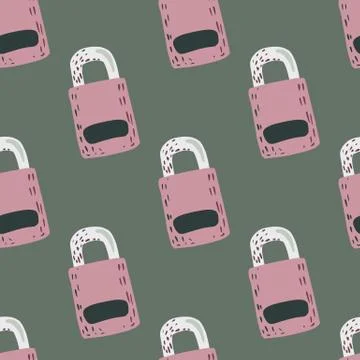 Doodle seamless secret pattern with hand drawn lock shapes. Security design p Stock Illustration