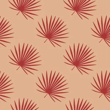 Doodle seamless stylized exotic pattern with maroon talipot leaf ornament. Si Illustrazione stock