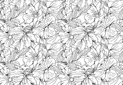 Doodle seamless vector floral pattern Stock Illustration