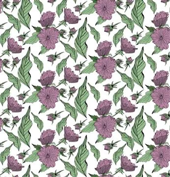 Doodle seamless vector floral pattern Stock Illustration