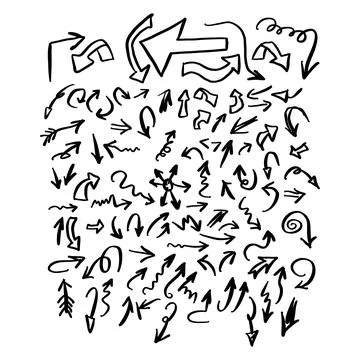 Doodle set of arrows and signs vector illustration sketch hand drawn with bla Stockillustratie