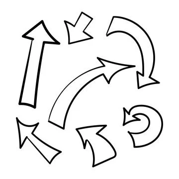 Doodle set black arrow icon on white background. Collection of arrow icon for Stock-Illustration