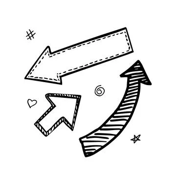 Doodle set black arrow icon on white background. Collection of arrow icon for Stock Illustration