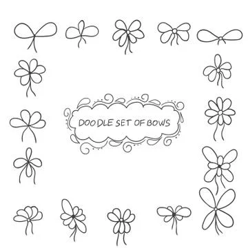 Doodle set of bows Stock Illustration