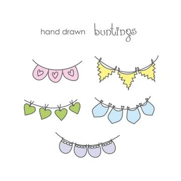 Doodle set - bunting Stock Illustration