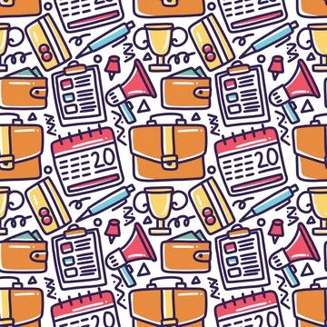 Doodle set of bussiness tools hand drawing Stock Illustration
