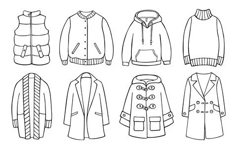 Doodle set of clothes for spring, autumn, winter Illustrazione stock
