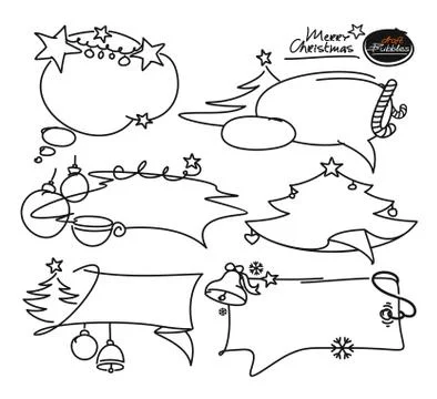 Doodle set elements. bubble frames, arrows, banners, boxes, cloud Stock Illustration