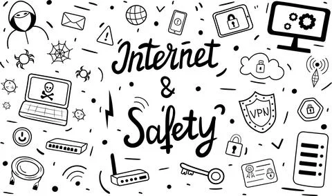 Doodle set with elements of the Internet Illustrazione stock