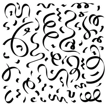 Doodle set of falling confetti Stock Illustration