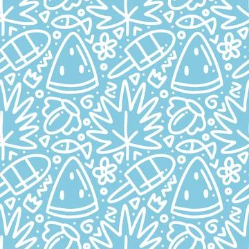 Doodle set of fresh menu at summer time hand drawing Stock Illustration