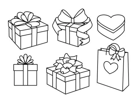 Doodle set of gift boxes Illustrazione stock
